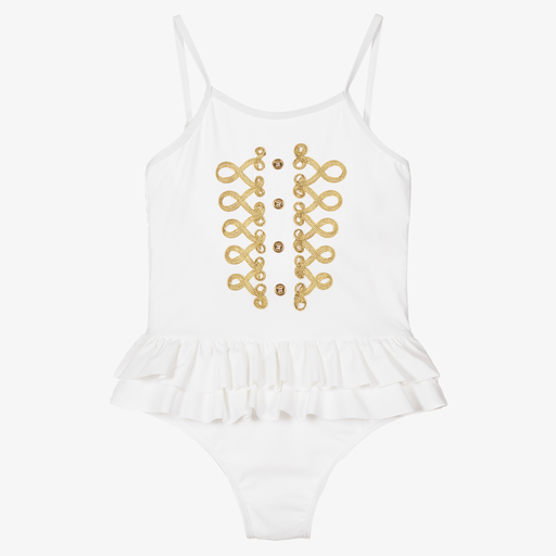 Angel's Face-Teen White Frill Swimsuit | Childrensalon Outlet