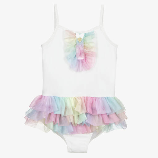 Angel's Face-Teen White Rainbow Swimsuit | Childrensalon Outlet