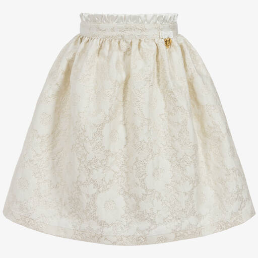 Angel's Face-White & Gold Jacquard Skirt | Childrensalon Outlet