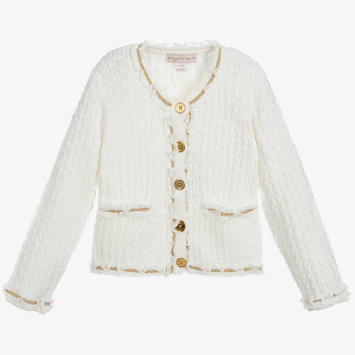 Angel's Face-Белый вязаный кардиган | Childrensalon Outlet