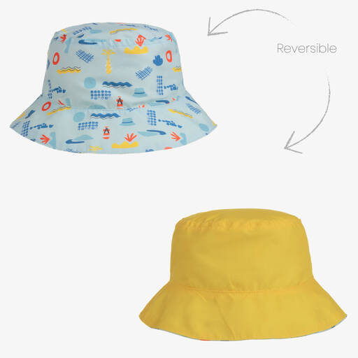 Archimede-Blue & Yellow Reversible Hat | Childrensalon Outlet