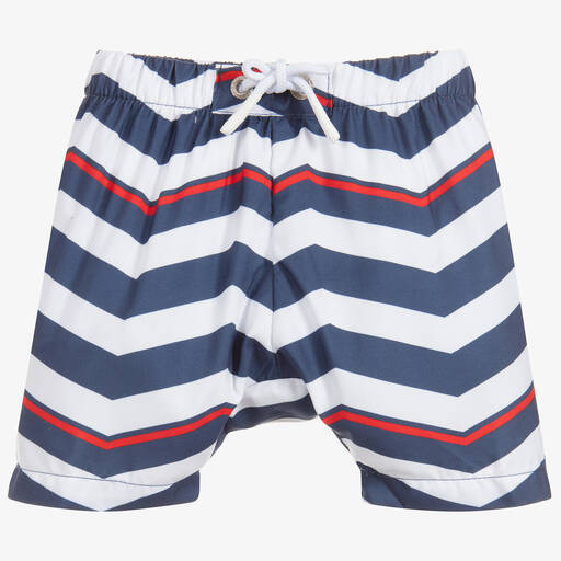 Archimede-Boys Blue & White Swim Shorts | Childrensalon Outlet