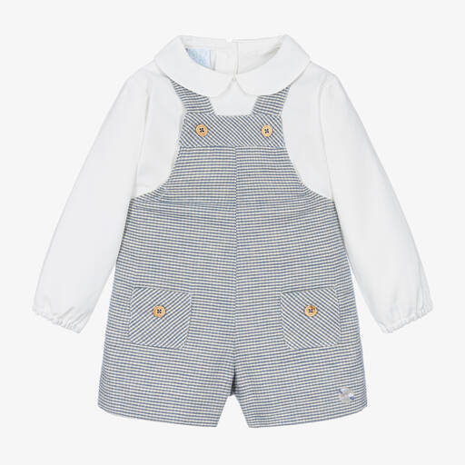 Artesanía Granlei-طقم شورت دانغريز قطن تويل لون أزرق وأبيض | Childrensalon Outlet