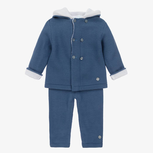 Artesanía Granlei-Baby Boys Blue Knitted Trousers Set | Childrensalon Outlet