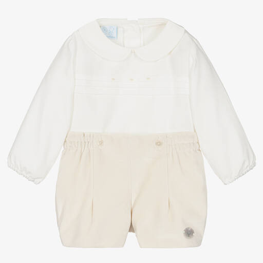 Artesanía Granlei-Baby Boys Ivory Velvet Buster Suit | Childrensalon Outlet