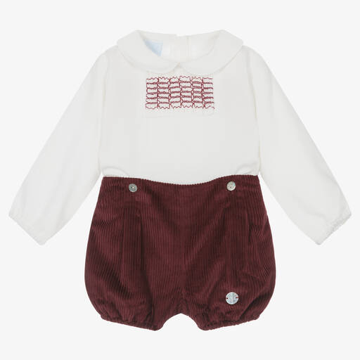 Artesanía Granlei-Gesmoktes Top & rote Cord-Shorts | Childrensalon Outlet