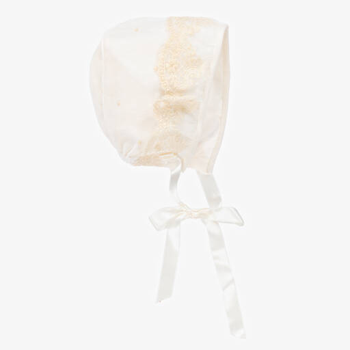 Artesanía Granlei-Baby Girls Ivory Lace Bonnet | Childrensalon Outlet