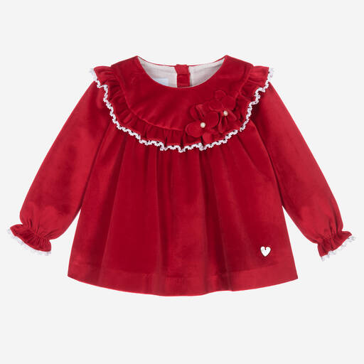 Artesanía Granlei-Baby Girls Red Velvet Dress | Childrensalon Outlet