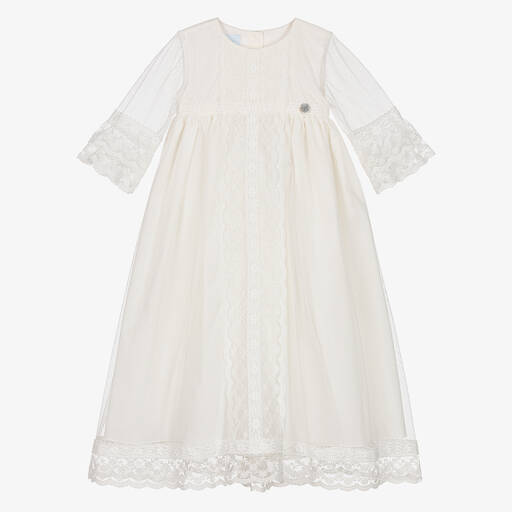 Artesanía Granlei-Robe de cérémonie ivoire tulle et dentelle bébé | Childrensalon Outlet