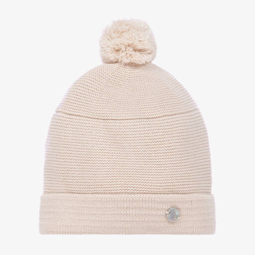 Artesanía Granlei-Beige Knitted Pom-Pom Hat | Childrensalon Outlet