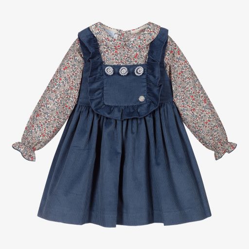 Artesanía Granlei-Blue Corduroy Dress Set  | Childrensalon Outlet