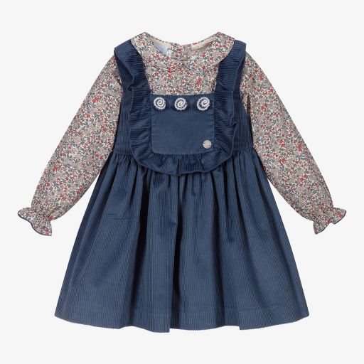 Artesanía Granlei-Blaues Cordkleid-Set  | Childrensalon Outlet