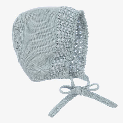 Artesanía Granlei-Blue Knitted Baby Bonnet | Childrensalon Outlet
