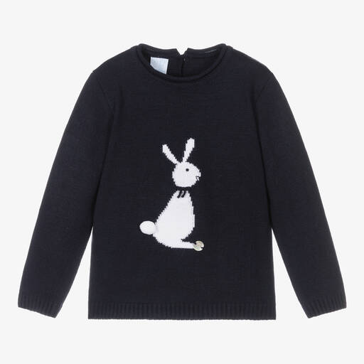 Artesanía Granlei-Blue Knitted Bunny Sweater | Childrensalon Outlet