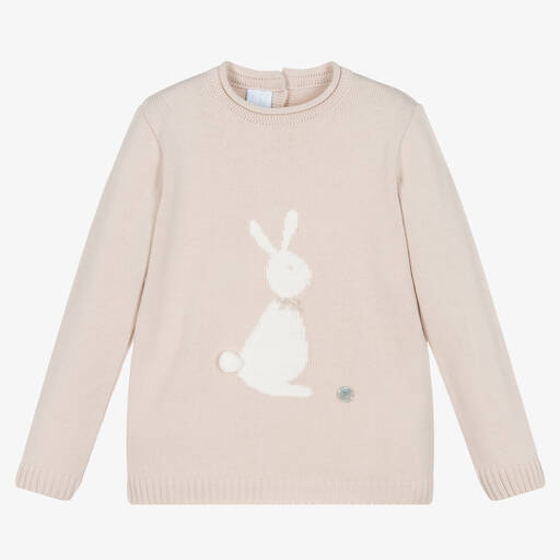 Artesanía Granlei-Бежевый вязаный свитер с кроликом | Childrensalon Outlet