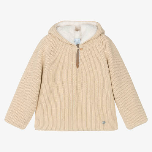 Artesanía Granlei-Boys Beige Knitted Hooded Sweater | Childrensalon Outlet