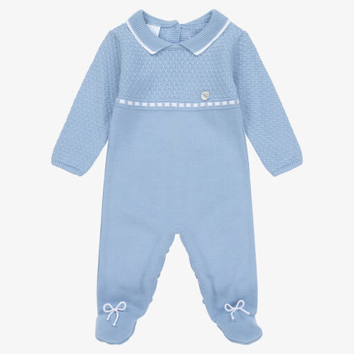 Artesanía Granlei-Boys Blue Knitted Babygrow | Childrensalon Outlet