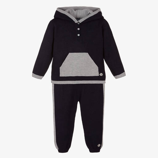 Artesanía Granlei-Boys Blue Knitted Tracksuit | Childrensalon Outlet