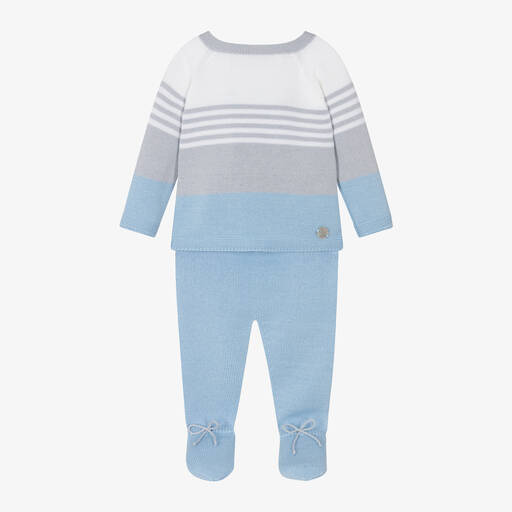 Artesanía Granlei-Голубой трикотажный топ в полоску и штанишки для мальчиков | Childrensalon Outlet