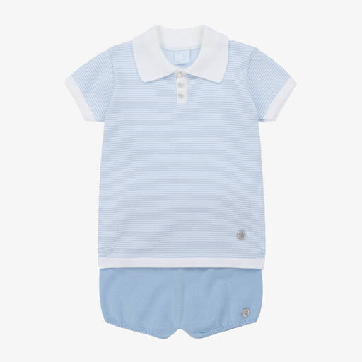 Artesanía Granlei-Boys Blue Striped Cotton Shorts Set | Childrensalon Outlet