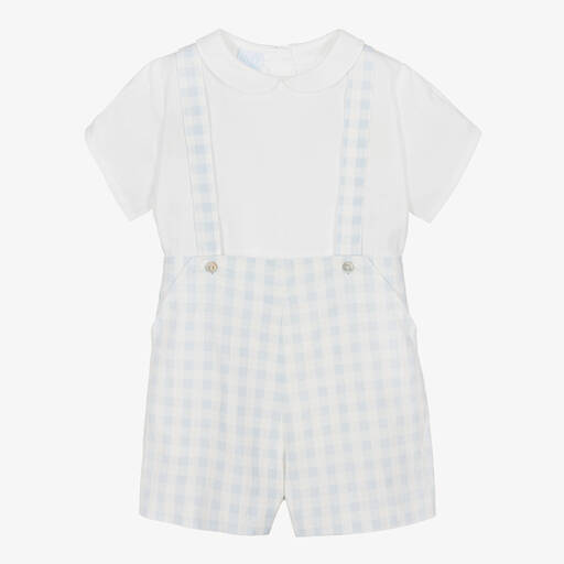 Artesanía Granlei-Boys Blue & White Gingham Shorts Set | Childrensalon Outlet