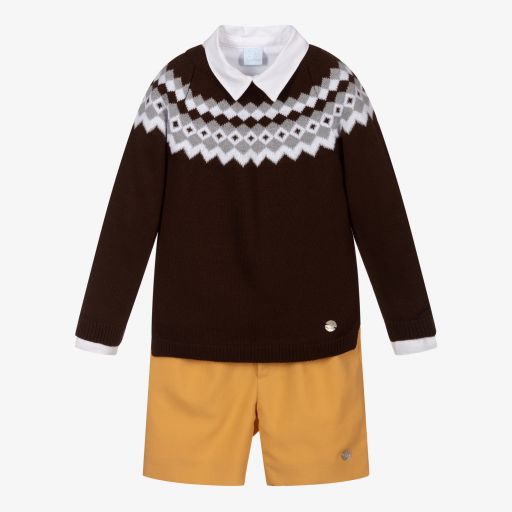 Artesanía Granlei-Braunes Shorts-Set (3-teilig) (J) | Childrensalon Outlet