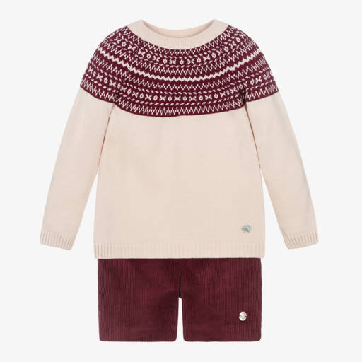 Artesanía Granlei-Boys Burgundy Corduroy Outfit Set | Childrensalon Outlet
