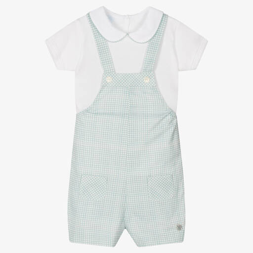 Artesanía Granlei-Boys Green Gingham Dungaree Shorts Set | Childrensalon Outlet