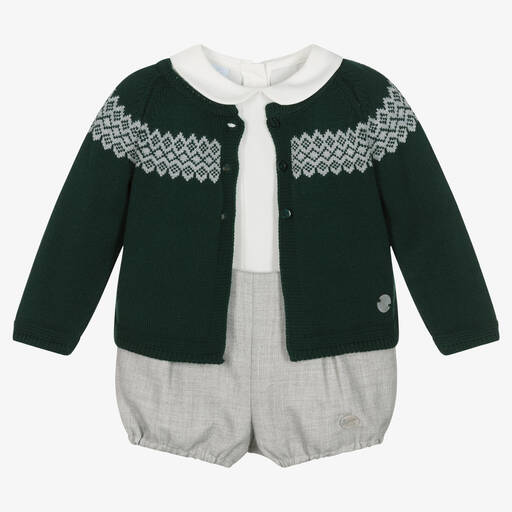 Artesanía Granlei-Boys Green & Grey Shorts Set | Childrensalon Outlet