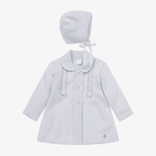 Artesanía Granlei-طقم معطف وقبعة محبوك لون رمادي للأطفال | Childrensalon Outlet