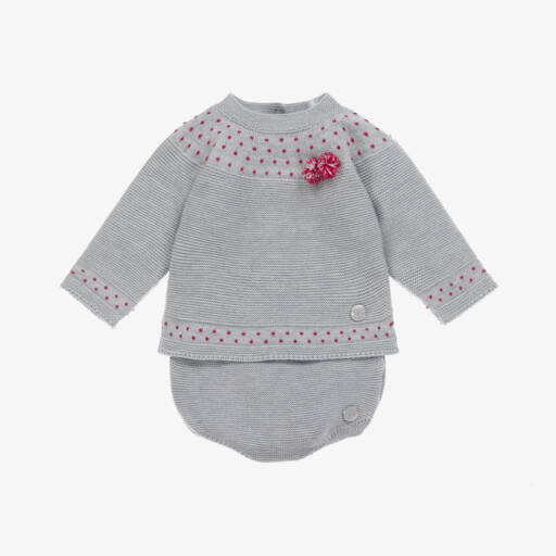 Artesanía Granlei-طقم شورت محبوك لون رمادي للمواليد | Childrensalon Outlet