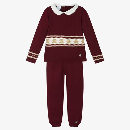 Artesanía Granlei-Boys Red Knit Gingerbread Trousers Set | Childrensalon Outlet