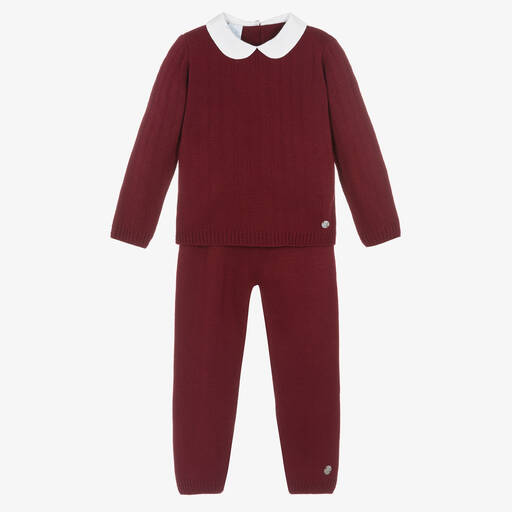 Artesanía Granlei-Boys Red Knitted Trouser Set | Childrensalon Outlet