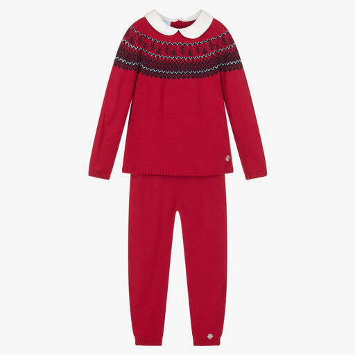 Artesanía Granlei-Rotes Strickhosen-Set für Jungen | Childrensalon Outlet