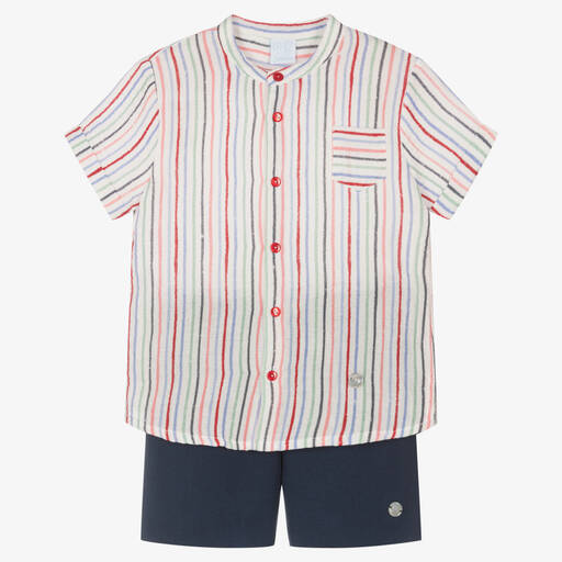 Artesanía Granlei-Chemise rayée et short bleu garçon | Childrensalon Outlet