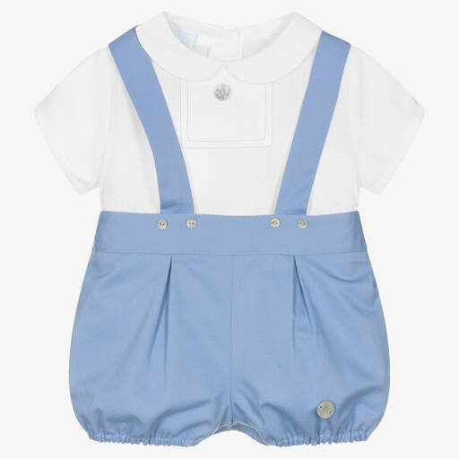 Artesanía Granlei-Белая рубашка и голубые шорты из хлопка | Childrensalon Outlet