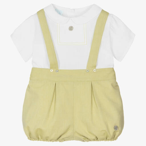 Artesanía Granlei-Ensemble short coton blanc et vert | Childrensalon Outlet