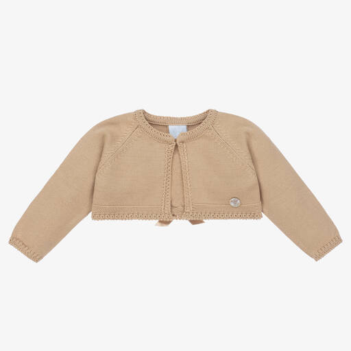 Artesanía Granlei-Girls Beige Knitted Bolero Cardigan | Childrensalon Outlet