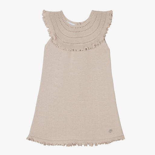 Artesanía Granlei-Girls Beige Knitted Dress | Childrensalon Outlet