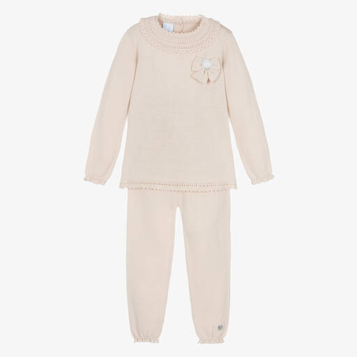Artesanía Granlei-طقم بنطلون أكريليك محبوك لون بيج للبنات | Childrensalon Outlet
