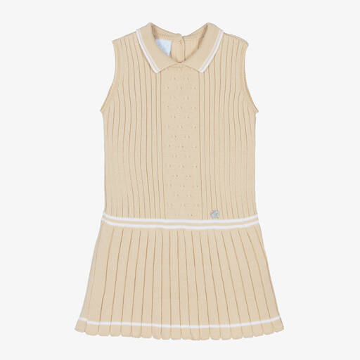Artesanía Granlei-Girls Beige Ribbed Knit Dress | Childrensalon Outlet