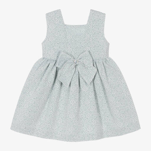 Artesanía Granlei-Girls Blue Floral Jacquard Dress | Childrensalon Outlet