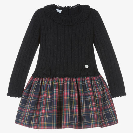 Artesanía Granlei-Girls Blue Glitter Tartan Dress | Childrensalon Outlet
