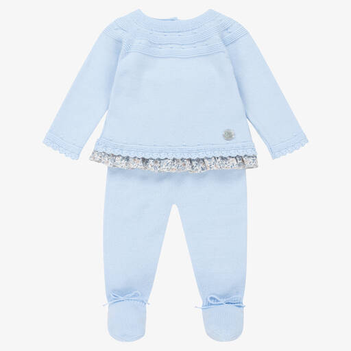 Artesanía Granlei-Girls Blue Knitted 2 Piece Babygrow | Childrensalon Outlet