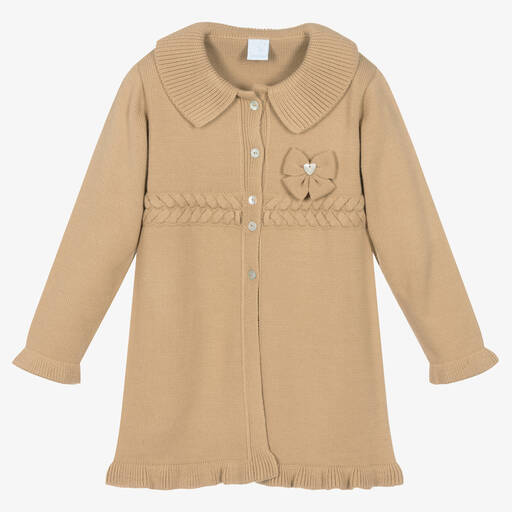 Artesanía Granlei-Manteau beige en maille à nœud | Childrensalon Outlet