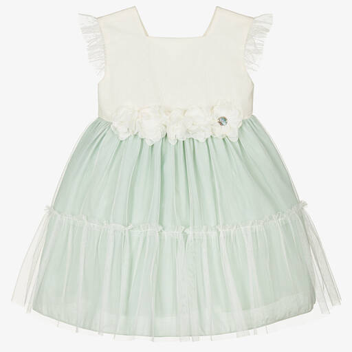 Artesanía Granlei-Girls Green & Ivory Tulle Dress | Childrensalon Outlet