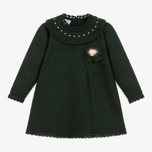 Artesanía Granlei-Robe verte en maille Fille  | Childrensalon Outlet