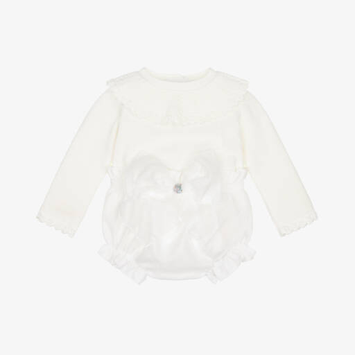 Artesanía Granlei-Girls Ivory Knit Shorts Ensemble | Childrensalon Outlet