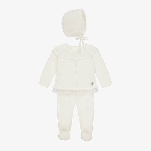 Artesanía Granlei-Girls Ivory Knitted Babysuit Set | Childrensalon Outlet