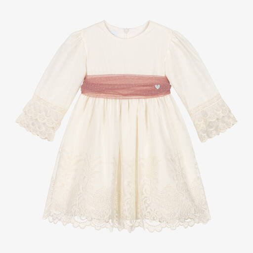 Artesanía Granlei-Girls Ivory & Pink Tulle Lace Dress | Childrensalon Outlet